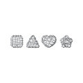 wholesale S925 Sterling Silver Stud Earrings Hollow Wire-Wrapped Geometric Square Circle Heart Star Sweet Skein Earrings G9419-0-4