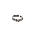 wholesale S925 Sterling Silver Oval Twist Braided Adjustable Ring, Thai Silver Antique Oxidized Openable Index Finger Ring for Women R00602-0-4