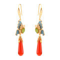 wholesale Sterling Silver New Chinese Style Red Carnelian Earrings with Enamel Butterfly and Jade Ear Drops, Certificate Included, High-End Birthday Gift-0-4
