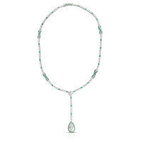 wholesale 925 Silver Gold-Plated Necklace with High Carbon Diamond Pear-Shaped Drop Cut Muzo Green Art Deco Y-Chain for Women-Pear-shaped water drop 12*18>925 silver