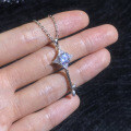S925 Sterling Silver Moissanite T-Style Four-Ray Star Key Pendant Necklace, 1ct Wholesale-0-1
