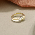 wholesale S925 Sterling Silver Wavy Layered Band Smooth Open Ring For Women, Retro Ins Unisex Niche Index Finger Rings-0-2