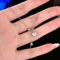 Sterling Silver Moissanite Adjustable Tassel Pendant Necklace for Women-0-1