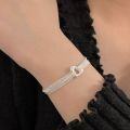 wholesale S925 Sterling Silver Multi-layer Heart Bracelet for Women, Korean Dongdaemun Summer New Arrival Small Design Minimalist Style Accessory-0-4