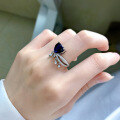 wholesale S925 Sterling Silver 9*10 Sapphire Ring for Women, Cross-Border Hot Seller,Ins-0-3