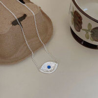 wholesale S925 Sterling Silver Evil Eye Necklace for Women, Korean Spring and Summer New Arrival, Minimalist Design, Small and Exquisite, High-End Collarbone Chain-Sterling silver