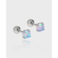 wholesale S925 Sterling Silver 519 Original Niche Design Minimalist Versatile Earring Geometry Round Jelly Opal Stud Earrings for Women-0-0