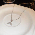 wholesale 925 Silver Angel Wing Teardrop Necklace for Women, Ins Light Luxury Fashion and Elegant Mermaid Collarbone Chain-0-5