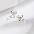 wholesale S925 Sterling Silver Forest-style Original Design Lily of the Valley Earrings with White Shell Pearl for Women, Ins Chic Ear Accessories Wholesale-0-0