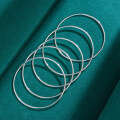 wholesale 999 Sterling Silver Women's Fashion Minimalist Thin Circle Smooth Solid Silver Bangle Three Lives Three Worlds Silver Bracelet for Girlfriend-0-3