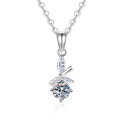 S925 Sterling Silver Moissanite Bamboo Leaf Pendant Necklace Wholesale-0-3