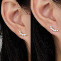 wholesale S925 Sterling Silver Zircon Leaf Petal Nut Earrings, Minimalist Design, High-End Screw Ear Cartilage Earrings-0-3