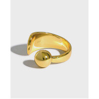 wholesale S925 Sterling Silver 2201 Korean Version Ins Small Minimalist Beaded Glossy Open Ring for Women Versatile Silver Ring-Platinum [No. 14/Adjustable]>Opening adjustable