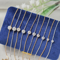 wholesale S925 sterling silver minimalist Japanese-style single moissanite bracelet, versatile and elegant for layering, wholesale-Single Moissanite Bracelet 10 Points (Gold)  925 Silver