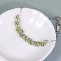 wholesale Fashionable and elegant S925 sterling silver inlaid with natural gemstone olive leaf willow leaf bracelet for women-0-2