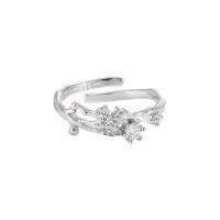 wholesale S925 Sterling Silver with Zirconia Inset, New Small Design, Individualistic, Luxe, High-End, Stylish Couple's Ring for Women-JF1164【No. 15/Adjustable】 Adjustable opening