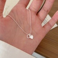 wholesale S925 Sterling Silver Dainty Minimalist Everyday Versatile Korean-style Heart Pendant Collarbone Necklace for Women New-Sterling silver