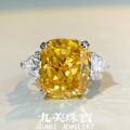 wholesale S925 Sterling Silver Ring for Women with Yellow Diamond, Luxurious and High-End Feel, Large Square-Cut High Carbon Diamond, European and American Cross-Border Live Streaming Hit-0-0