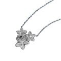 wholesale S925 silver wild flower necklace for women, blooming cluster pendant with three small flowers, floral collarbone chain-0-4