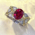 wholesale S925 Silver 7*9mm Pigeon Blood Red European Italian Craft Vintage Court Style Ring for Women-0-1