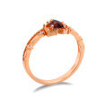 wholesale S925 Sterling Silver Rose Gold Fairy Tale Snow White Hollow Heart Red Garnet Ring for Women-0-1