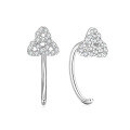 wholesale S925 Sterling Silver Korean Style Trifoliate Moissanite Ear Hoops for Women, Small and Unique Design Earrings-0-4