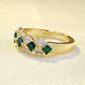wholesale S925 Silver New Fashionable Colorful Artificial Emerald Row Diamond Ring for Women-0-1