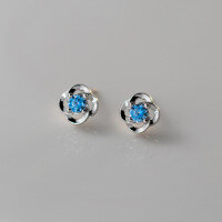 wholesale 999 Silver Nalan Fresh and Sweet Style Niche Design Exquisite Minimalist Diamond-inlaid Rose Earrings M05843-White Diamond Model 999 Pure Silver