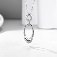 wholesale 925 Sterling Silver Original Fashion Geometric Round Versatile High-end Necklace Women's Pendant Chain Wholesale-Platinum>925 silver