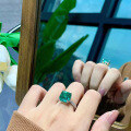 wholesale 925 Silver New Jewelry 9*9 Para Green European and American Wish Bestseller Micro-Paved Ring for Women-0-1