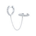 wholesale S925 Sterling Silver Single Round Diamond-Encrusted Tassel Chain Ear Climber Cuff Earring-0-6