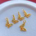 wholesale S925 ancient method gold-plated silver fittings with natural jadeite butterfly spacer beads and enamel butterfly pendant for DIY bracelet charm-0-3