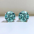 wholesale S925 Silver Blue-Green Four-Prong Stud Earrings Unisex Couple Fashion High Carbon Diamond Earrings-0-1