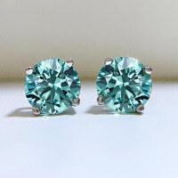 wholesale S925 Silver Blue-Green Four-Prong Stud Earrings Unisex Couple Fashion High Carbon Diamond Earrings-Green 925 Silver