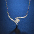 925 Sterling Silver 1ct Moissanite Heart Track Necklace, Women's Light Luxury Pendant-0-0