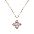 wholesale S925 Sterling Silver Korean Version Ins Minimalist Four-Leaf Clover Rotatable Zircon Textured Pendant Necklace for Women-0-4