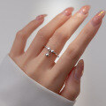 wholesale S925 silver ring for women, Korean-style minimalist heart bow index finger ring, sweet glossy bead ring J8051-0-0