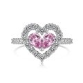 wholesale S925 Sterling Silver French New Arrival Ring for Women, Sweet and Elegant Pink Heart Geometric Zircon Design-0-6