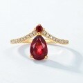 wholesale S925 Sterling Silver Gold-Plated Natural Garnet Ring, European and American New Fashion Minimalist Style, Niche Cross-Border Hot Purchase-0-2