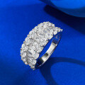 wholesale S925 Sterling Silver Fashionable Light Luxury Personality Half-Circle Square Diamond Full Diamond Ring-0-2