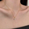 wholesale S925 Sterling Silver French Wedding Style Women's Necklace Minimalist Oval Zircon Inlaid Luxe Elegant Collarbone Chain-0-1