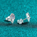S925 Sterling Silver Moissanite Triangular Stud Earrings, Simple and Versatile for Daily Wear-0-0