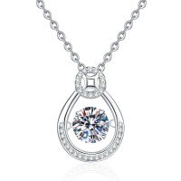 S925 Sterling Silver Moissanite Women's Pendant Necklace-6.5mm high-carbon stone  925 silver