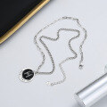 wholesale S925 Sterling Silver Korean Style Autumn Winter Letter H Pendant Necklace, Hip-hop Personality Versatile Y2K Sweater Chain Accessory-0-2