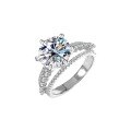 wholesale S925 Sterling Silver 5-Carat Round Moissanite High-End Luxury Full-Diamond Women's Ring Silver Jewelry-0-4