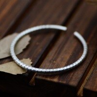 wholesale 999 Silver Retro Prajna Paramita Heart Sutra Bracelet for Women, Openable, Pure Silver, Thin Style, Matte Finish, Solid, National Trend, Artistic Silver Bangle-One thin model (1000066) Pure silver