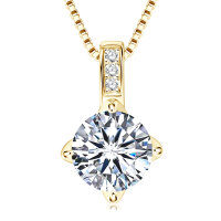 Sterling Silver Fashion Pendant Necklace with Moissanite-Round moissanite necklace [K gold] 8MM  925 silver