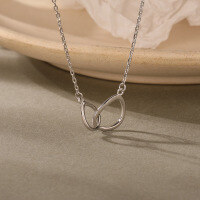 wholesale S925 Sterling Silver Women's Necklace, Small Niche Design, Minimalist, Irregular Geometric Double Interlocking Circle Collar Chain-A311A_White Gold Necklace 925 Silver