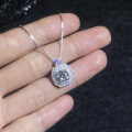 S925 Sterling Silver Moissanite Full-Drill Square Pendant Necklace, Wholesale-0-1