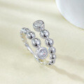 wholesale S925 Silver European and American Ins Minimalist Style Beaded Stacking Ring Open Adjustable Ring Band-0-1